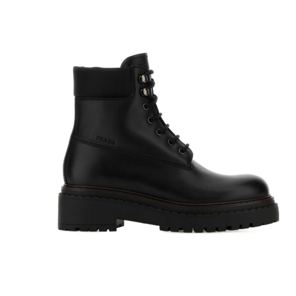 Prada Black Ankle Leather Boots